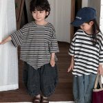 【80-140cm】Tシャツ ボーダー ドロップショルダー - 画像 (5)