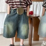 【80-140cm】デニムパンツ 七分丈 ヴィンテージ加工 ダメージ - 画像 (19)