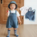 【73-100cm】セットアップ ベビー シャツ＆サロペット おしゃれ