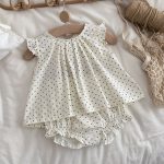 【73-100cm】2点セットORワンピース ハート柄 フリル袖 トップス＆ショートパンツ - 画像 (10)