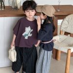 【80-140cm】半袖Tシャツ ねこ柄プリント ビッグシルエット - 画像 (5)