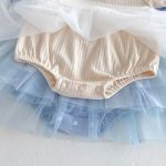 【66-90cm】ロンパース ベビー ワンピース風 無地 ファッション - 画像 (20)