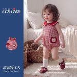 【66-90cm】ロンパース アップル チェック 可愛い