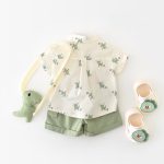 【73-100cm】セットアップ グリーン恐竜 Tシャツ&パンツ - 画像 (4)