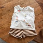 【80-150cm】セットアップ ノースリーブ トップス＆ボーダー パンツ - 画像 (15)