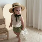 【66-90cm】 ベスト or セットアップ ベビー 韓国風 シンプル - 画像 (3)