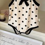 【66-90cm】ロンパース ベビー ドット柄 リボン キャミソール - 画像 (6)