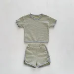 【66-100cm】セットアップ ベビー ノーカラーワッフル シンプル - 画像 (19)
