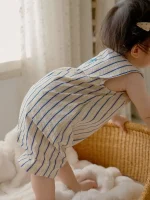 【66-90cm】ロンパース ベビー おしゃれ ストライプ - 画像 (8)