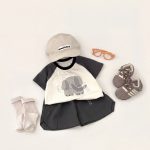 【73-120cm】Tシャツorショートパンツ ゾウー柄 カラーバリ カジュアル - 画像 (2)