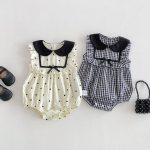 【66-90cm】ロンパース 可愛い ドット/チェック ベビー服 - 画像 (2)
