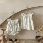 【73-100cm】セットアップ or ワンピース ベビー 韓国風 ドット - 画像 (7)