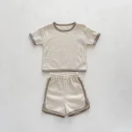【66-100cm】セットアップ ベビー ノーカラーワッフル シンプル - 画像 (18)