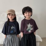 【80-140cm】半袖Tシャツ ねこ柄プリント ビッグシルエット - 画像 (18)