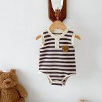 【66-90cm】ロンパース ワッフル ボーダー クマ - 画像 (5)