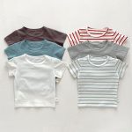 【73-100cm】半袖Tシャツ 肌触り 優しい 無地ORボーダー柄 - 画像 (2)