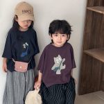 【80-140cm】半袖Tシャツ ねこ柄プリント ビッグシルエット - 画像 (14)