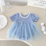 【66-90cm】ロンパース ベビー ワンピース風 無地 ファッション - 画像 (5)