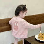【73-130cm】カーディガン ベビー 女の子 動物柄 通気性 - 画像 (3)