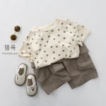 【80-130cm】半袖Tシャツ ベビー 韓国風 ドット - 画像 (8)