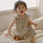 【66-90cm】ロンパース ベビー おしゃれ ストライプ