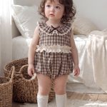 【66-90cm】ロンパース ブラウン チェック フリル - 画像 (6)