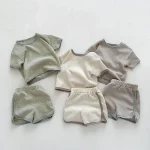 【66-100cm】セットアップ ベビー ノーカラーワッフル シンプル - 画像 (13)