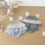 【66-90cm】ロンパース チェック フリル 可愛い ベビー服 - 画像 (7)