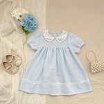 【66-130cm】ロンパースorワンピース ブルーフラワー刺繡 姉妹服 - 画像 (13)