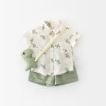 【73-100cm】セットアップ グリーン恐竜 Tシャツ&パンツ - 画像 (3)