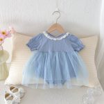 【66-90cm】ロンパース ベビー ワンピース風 無地 ファッション - 画像 (9)