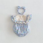 【66-140cm】ロンパースorワンピース ブルー 花柄 姉妹服 - 画像 (9)