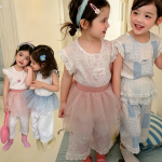 【80-130cm】ルームウェア レース リボン付き おしゃれ