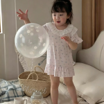 【90-140cm】ルームウェア フリル プリント ワンピース - 画像 (3)