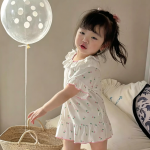 【90-140cm】ルームウェア フリル プリント ワンピース - 画像 (4)