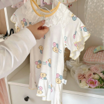 【90-140cm】ルームウェア フリル プリント ワンピース - 画像 (11)