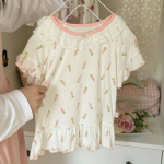 【90-140cm】ルームウェア フリル プリント ワンピース - 画像 (9)