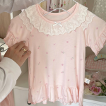 【90-140cm】ルームウェア フリル プリント ワンピース - 画像 (8)