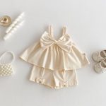 【73-100cm】セットアップ ベビー ビッグリボントップス＆パンツ