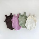 【66-90cm】ロンパース ベビーノースリーブ フリル リボン - 画像 (3)