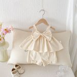【73-100cm】セットアップ ベビー ビッグリボントップス＆パンツ - 画像 (3)
