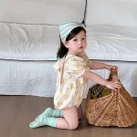 【66-90cm】ロンパース ベビー バック リボン 小花柄 - 画像 (5)