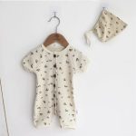 【66-90cm】ロンパース ベビー 帽子付き 花柄 プリント - 画像 (10)