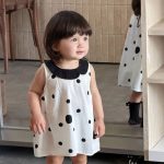【73-100cm】ワンピース ベビー 丸襟 ドット かわいい - 画像 (3)