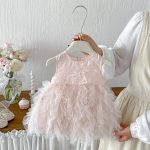 【73-100cm】ワンピース ベビー プリンセス風 チュール - 画像 (2)