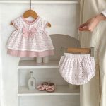 【66-100cm】トップス＆ブルマ ベビー  ピンク 蝶結び付き ドット - 画像 (4)