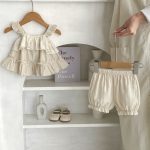 【66-100cm】セットアップ ベビー フリルキャミ＆無地ショートパンツ - 画像 (4)