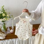 【66-90cm】ロンパース ベビー 小花柄 キャミロンパース - 画像 (2)