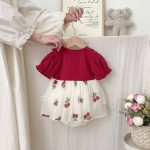 【66-90cm】ロンパース 蝶結び レース レッド 可愛い - 画像 (7)