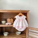 【66-100cm】トップス＆ブルマ ベビー  ピンク 蝶結び付き ドット - 画像 (5)